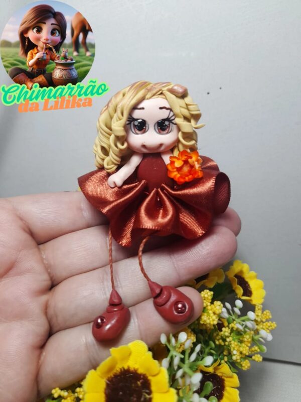 Enfeite de chimarrão - Boneca Pernudinha